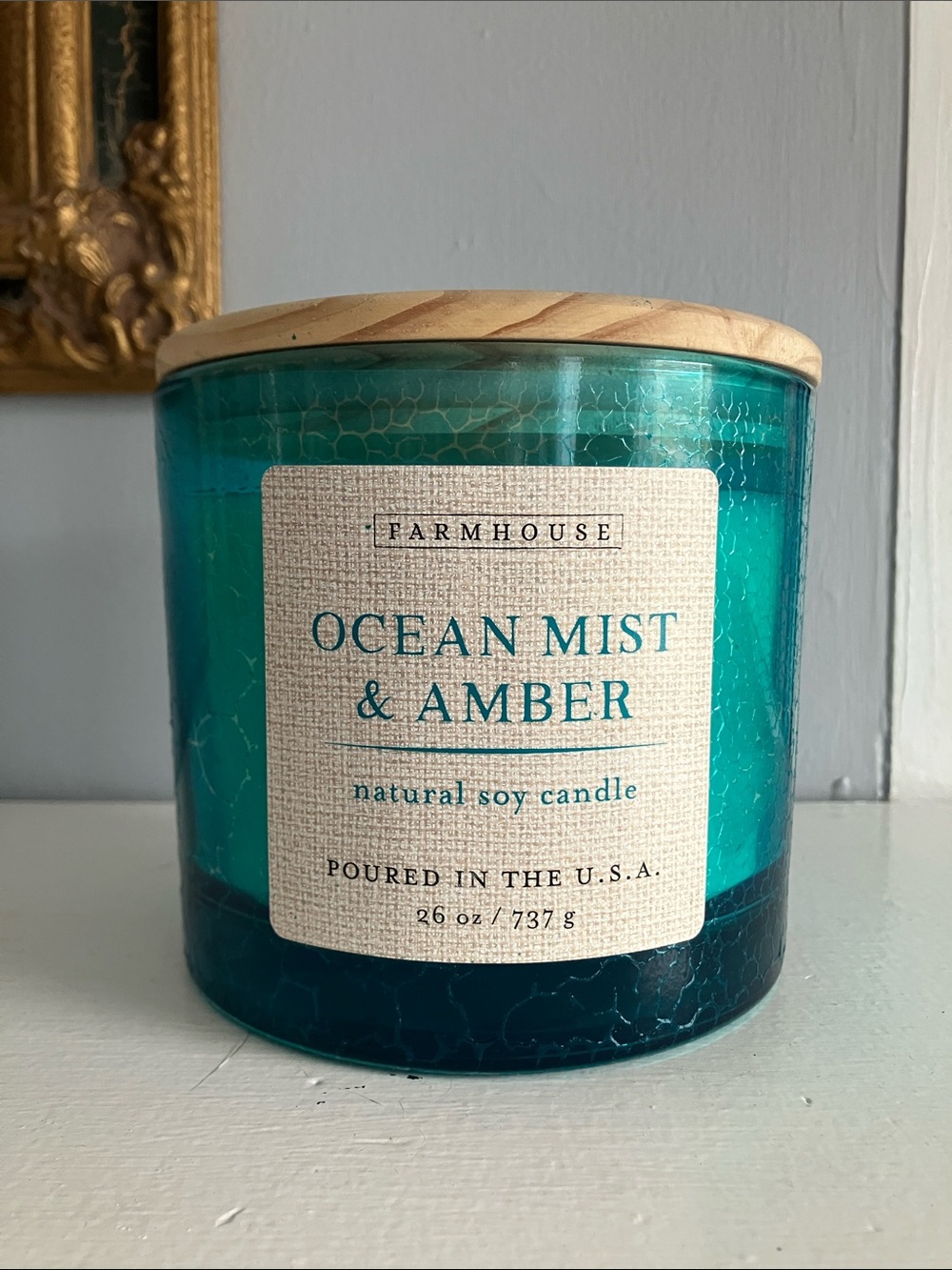 New Farmhouse Ocean Mist & Amber 3 Wick Natural Soy Candle - 26 oz